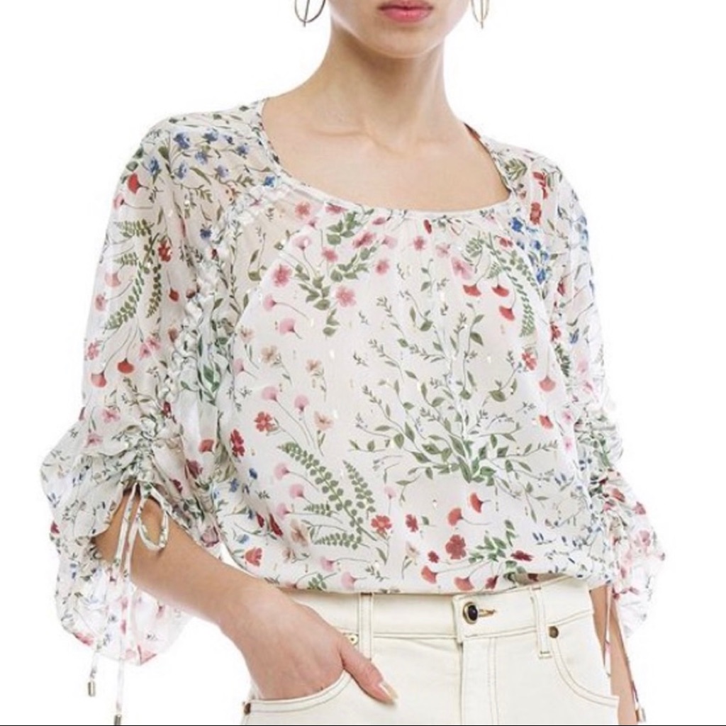 Joie | Neema Ruched Sleeve Floral Print Top